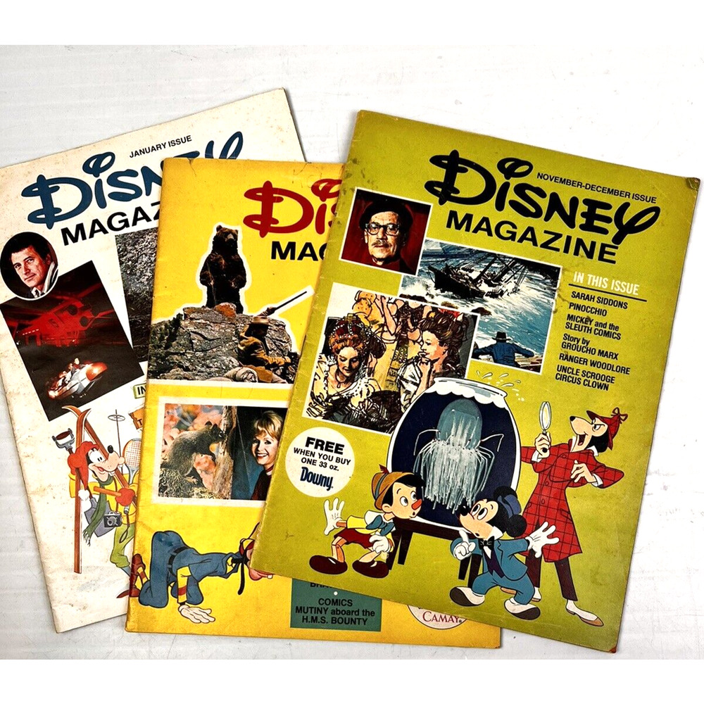 Disney Magazine 1976 3 Issues Cartoons History Stories Travel Vintage Ephemeral
